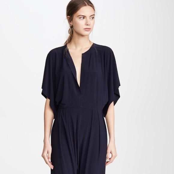 NORMA KAMALI Black Jersey V Neck Rectangle Jog Jumpsuit S - Picture 1 of 6